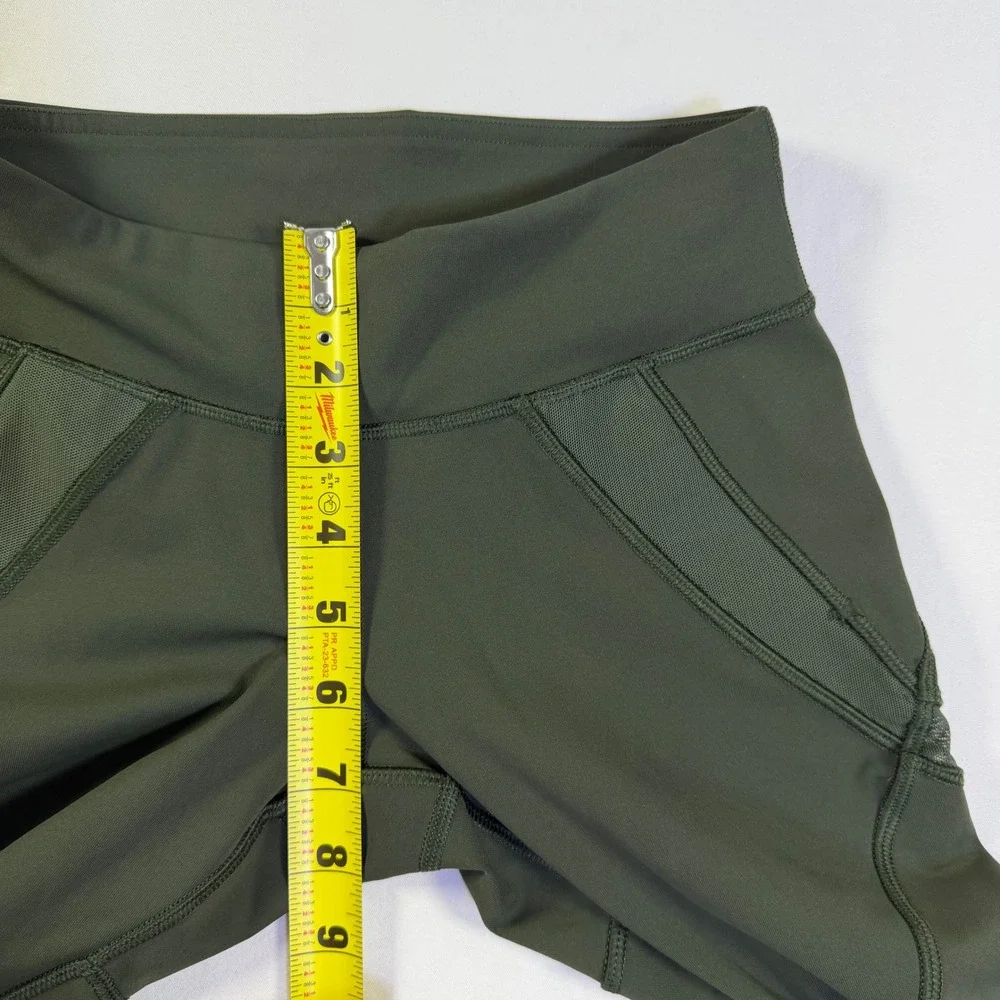 Lululemon Tight Stuff Crop II Dark‎ Olive Green Mesh Running Tights Yoga Size 2